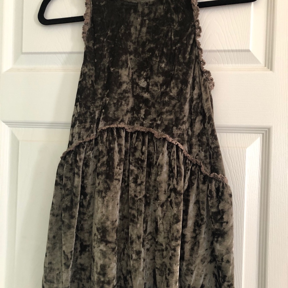 POL dark green velvet babydoll top M